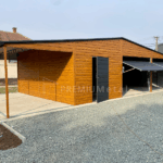 Plechová garáž PREMIUM 9m x 6m + 3m Boční přístřešek ID 6