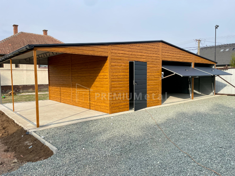20 Plechová garáž PREMIUM 9m x 6m + 3m Boční přístřešek ID 6 - Obrázek 1