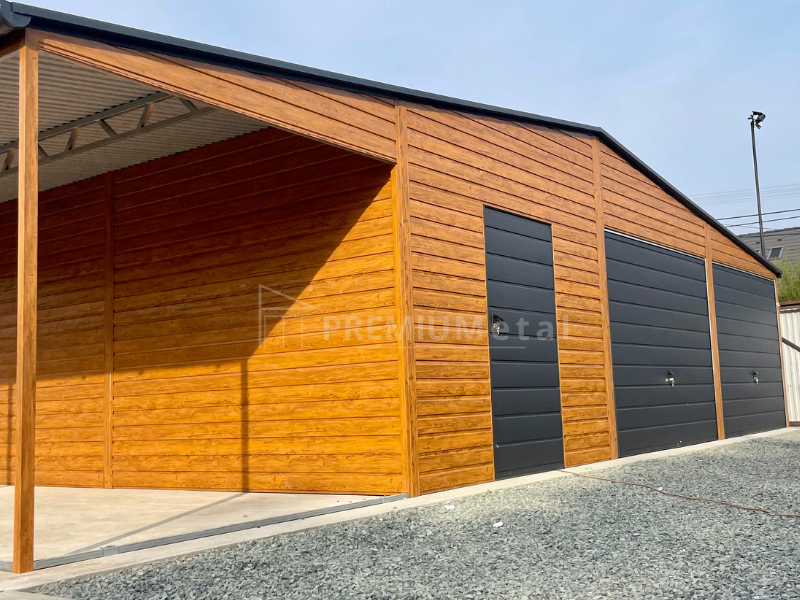 21 Plechová garáž PREMIUM 9m x 6m + 3m Boční přístřešek ID 6 - Obrázek 2